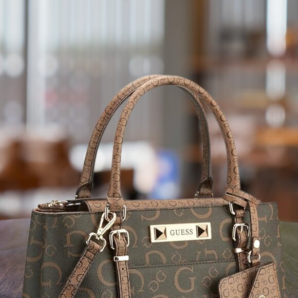 GUESS Dark Brown Handbag Satchel with 1 coin purse Brand New with tag - Picture 5 of 7